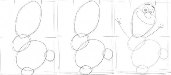 Поэтапное рисование Олафа