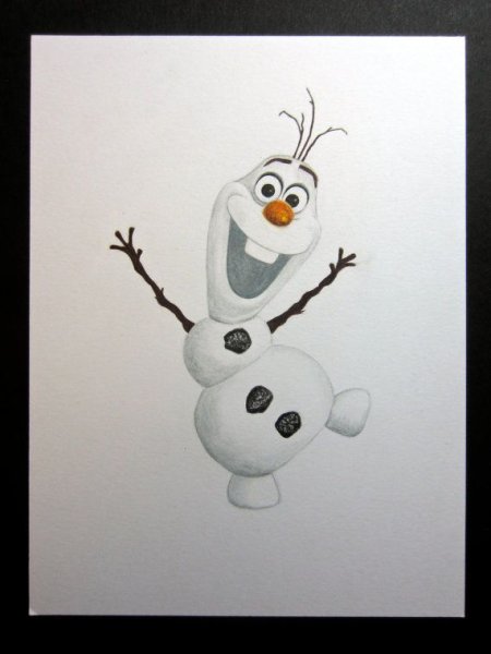 Снеговик Олаф мелками