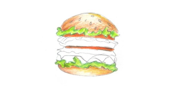 Гамбургер карандашом поэтапно