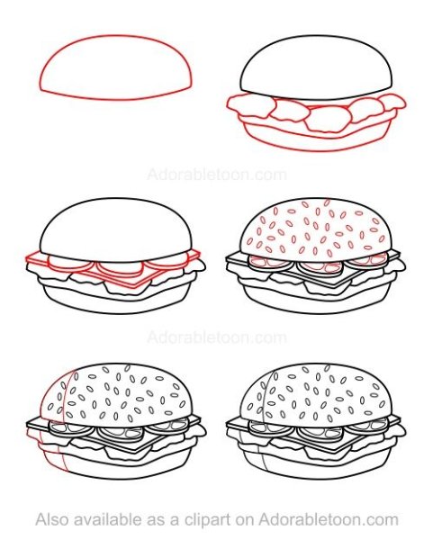 Рисунок бургер по этапно