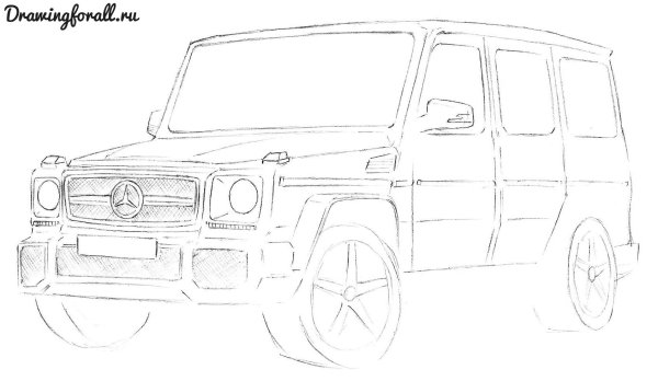 Как нарисовать Мерседес Бенц Гелендваген
