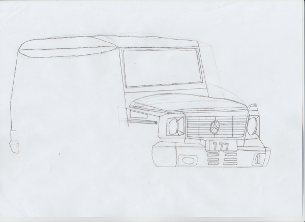 Рисунок для раскраски Гелендваген пикап 6 колес