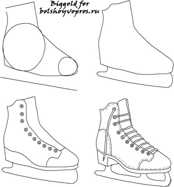 Поэтапное рисование коньков