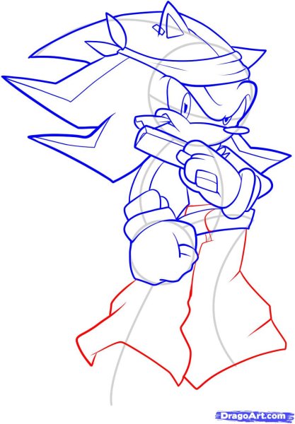 Поэтапное рисование еж Шедоу