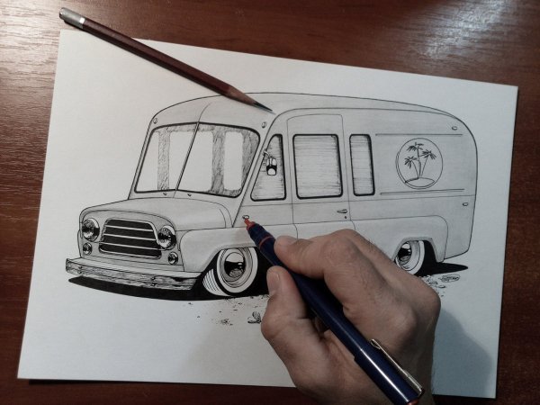 Нарисовать в скетчбуке УАЗИК буханку