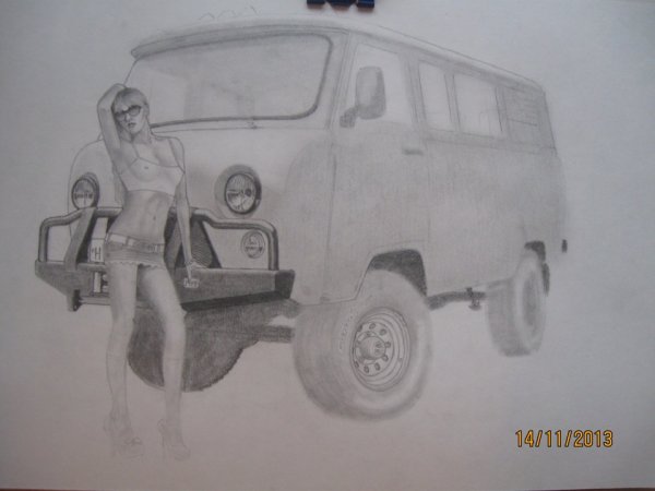 УАЗ рисунок карандашом