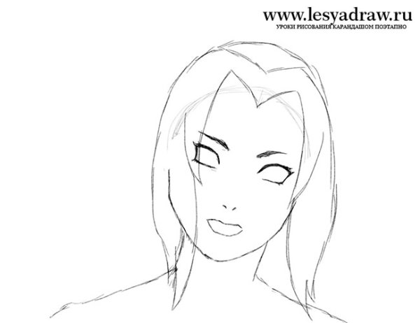 Нарисовать цунаде карандашом