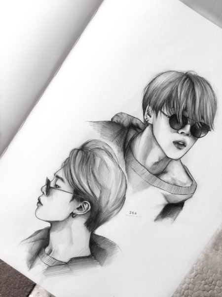 Черно белые скетчи Чимин