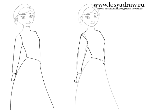 Поэтапное рисование Анна из холодного сердца