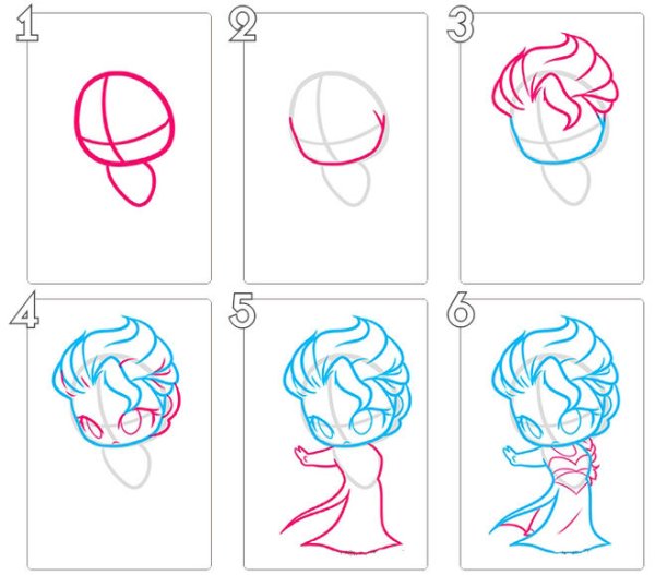 Поэтапное рисование Эльзы