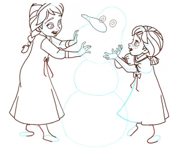 Рисовать анну и Эльзу поэтапно