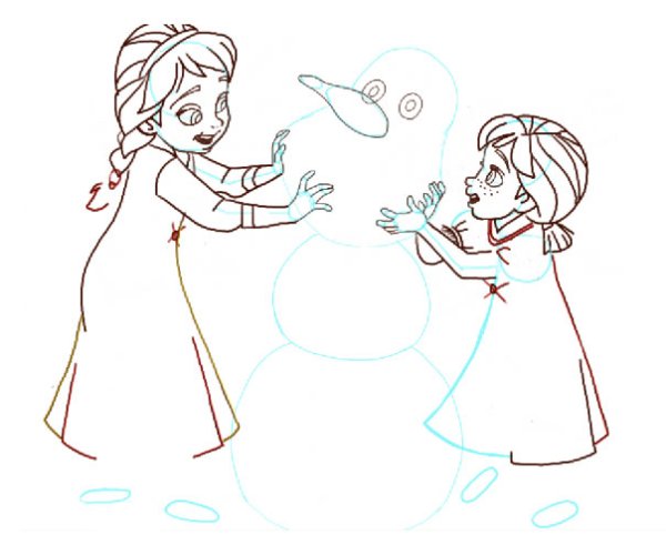 Рисовать анну и Эльзу поэтапно