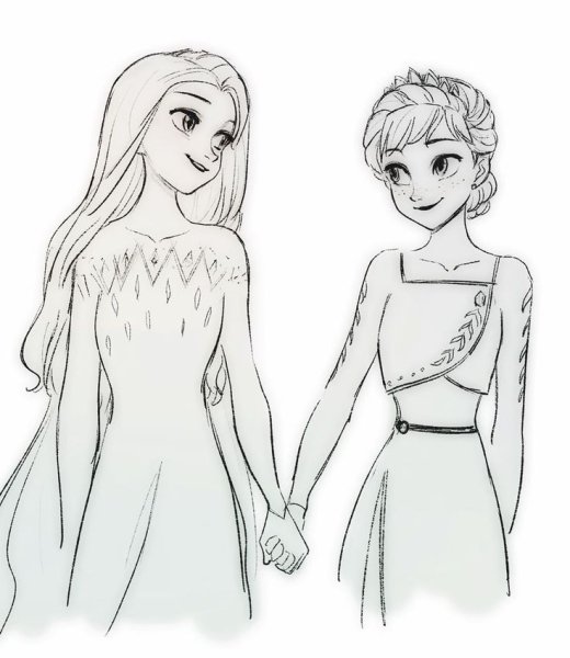 Эльза и Анна рисунок