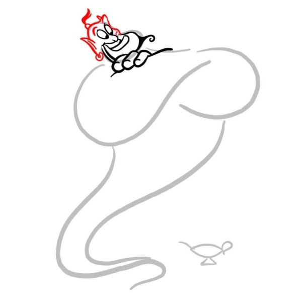 Джин из лампы нарисовать