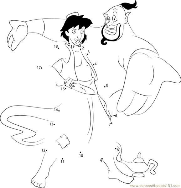 Раскраска по цифрам алладин