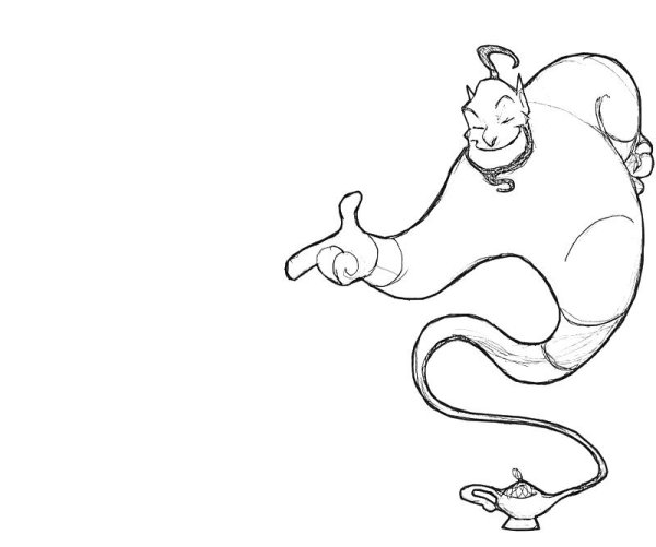 Джин из лампы раскраска