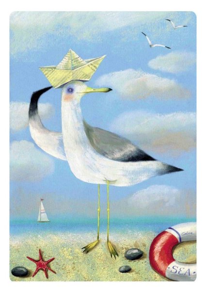 Чайки красками