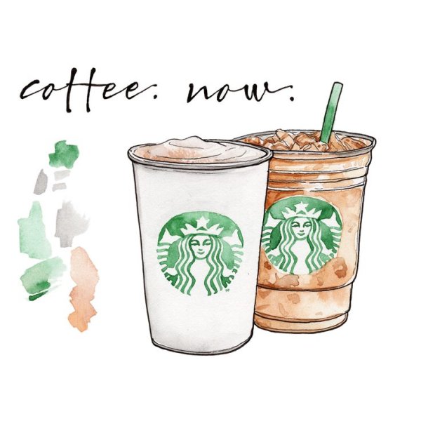 Кофе Старбакс акварелью