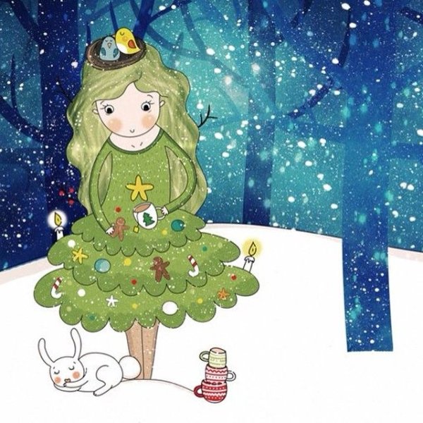 Милая нарисованная елочка