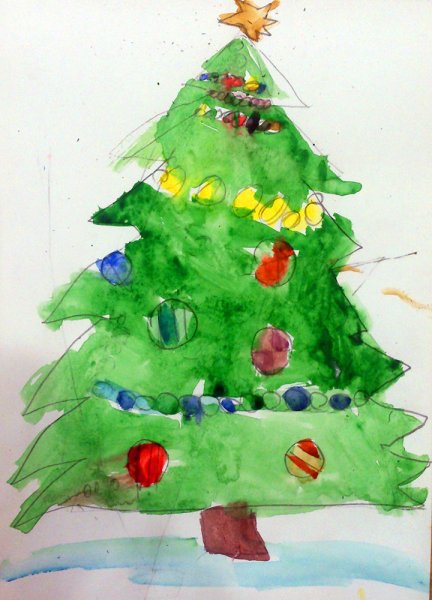 Рисование елочка красавица