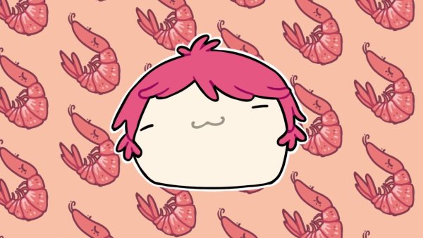 Креветки на розовом фоне