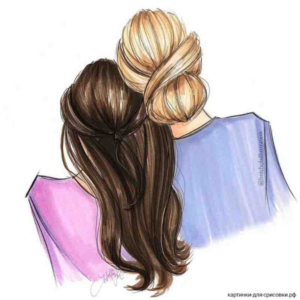 Нарисованные подруги со спины