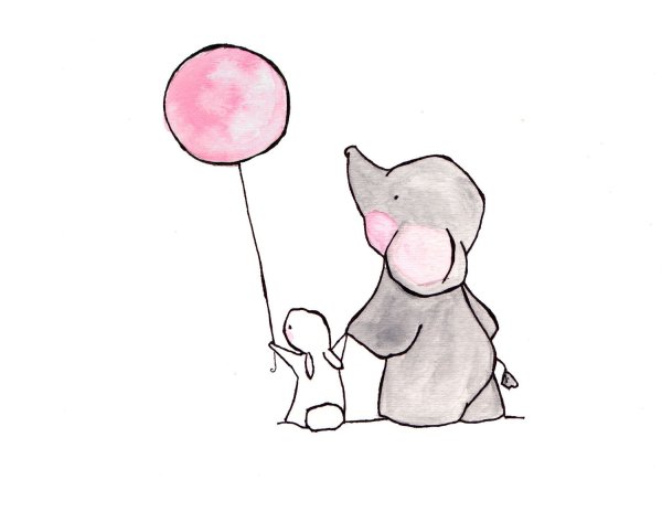 Слоник и зайчик с шариками