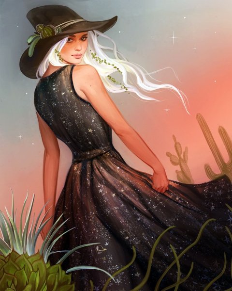 Девушка в шляпе арт