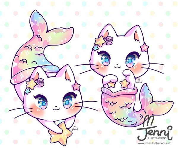 Кавайные котики радужные