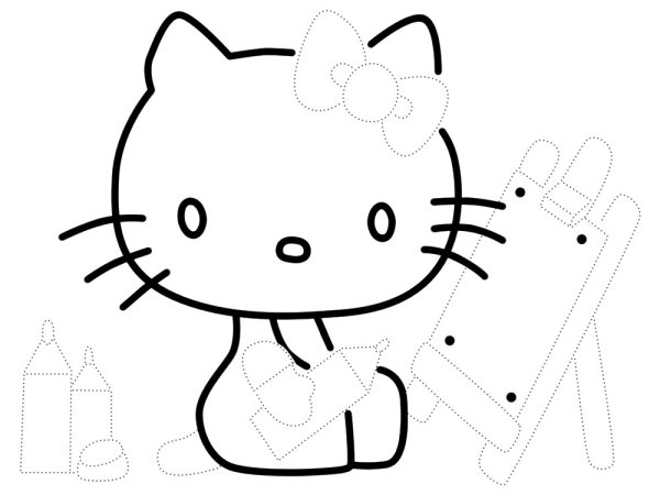 Котенок Китти для малышей раскраска