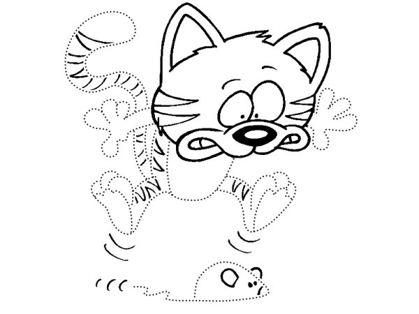 Котенок обводить по точкам