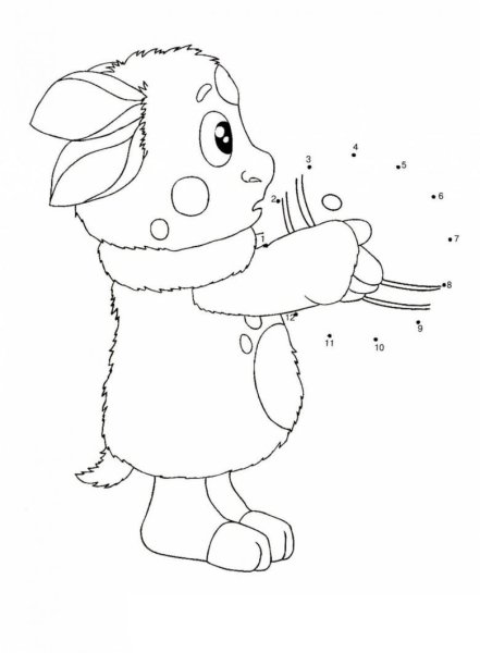 Лунтик раскраска по точкам