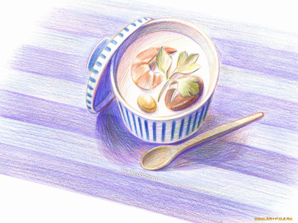 Еда цветными карандашами легко