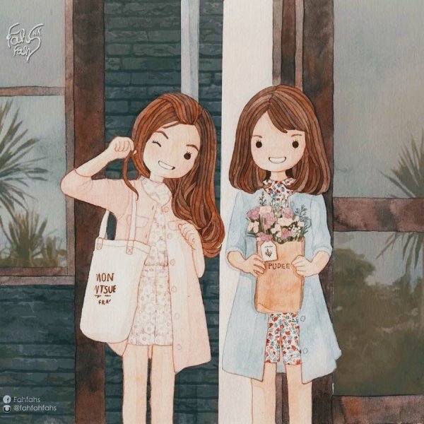 Две девочки рисуют