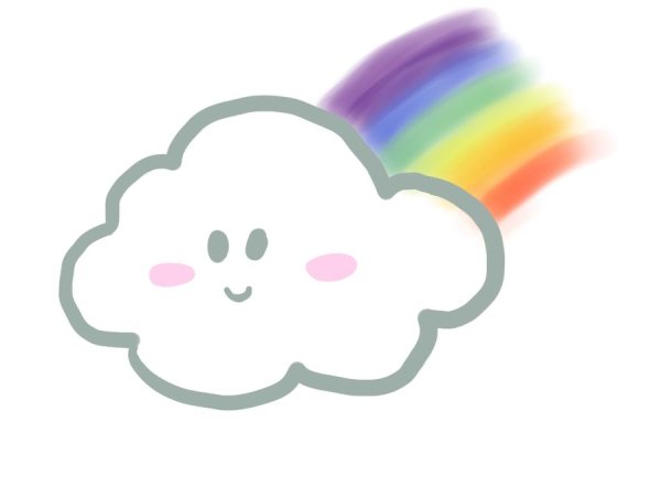 Милые облака с радугой