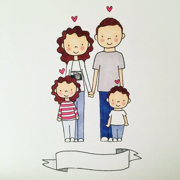 Семья милый рисунок