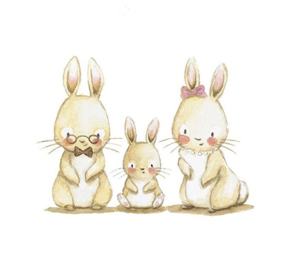 Акварельные зайчики семья