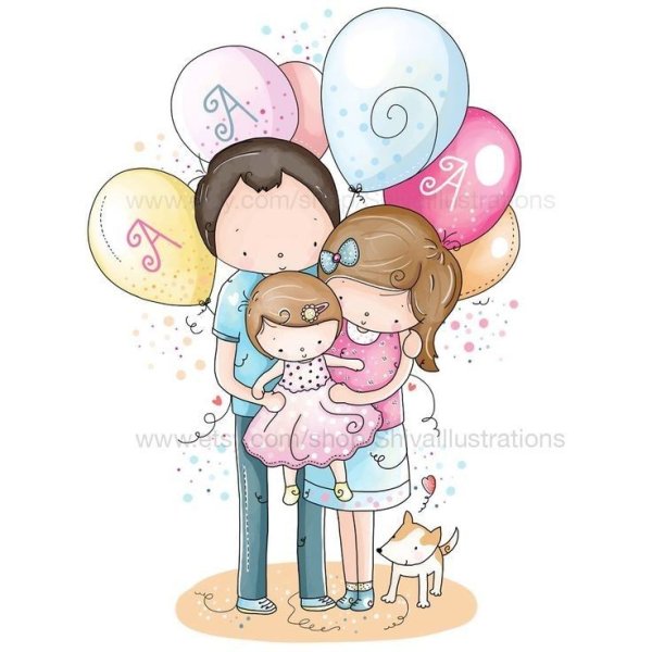 Милая семья рисунок