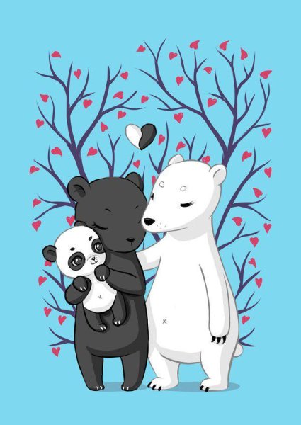 Акварель семья животные милые