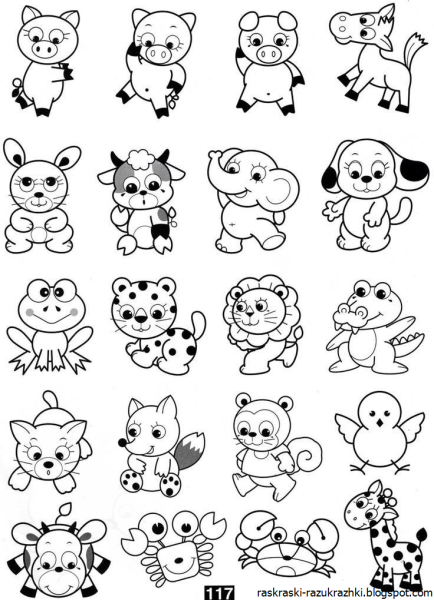 Милые зверюшки. Раскраска