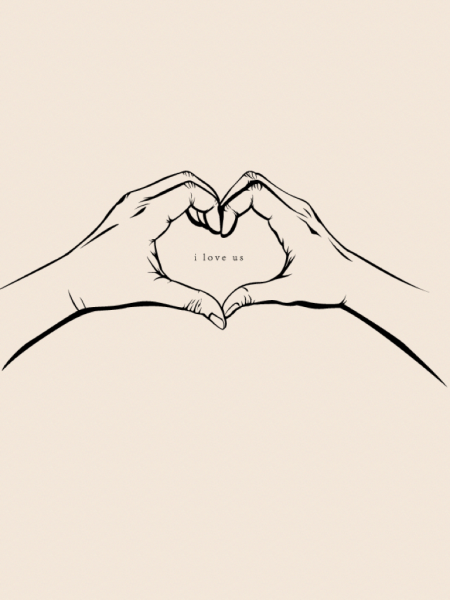 Рука с сердцем для срисовки