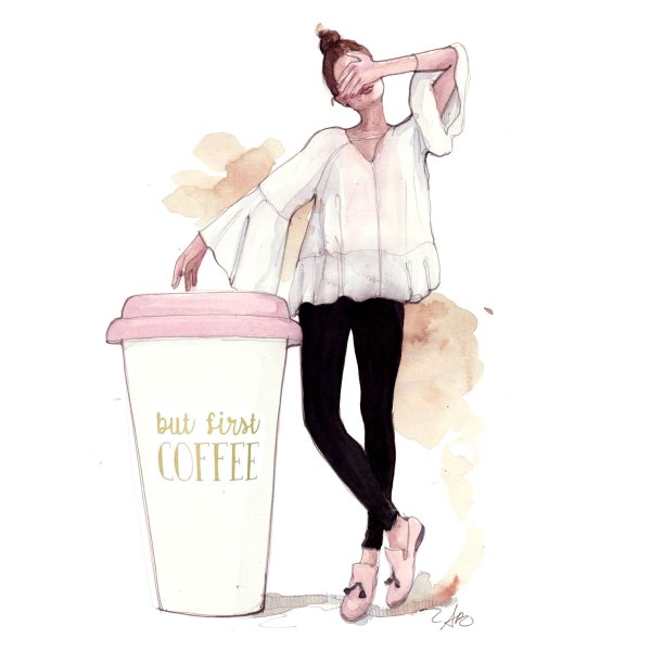 Модные иллюстрации девушек с бокалом