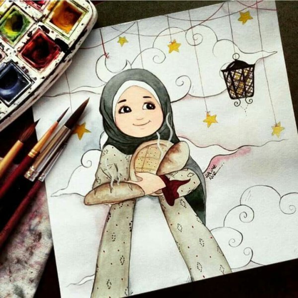 Девушка в хиджабе иллюстрация