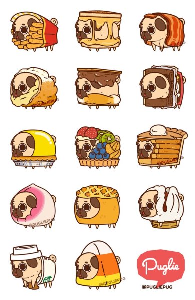 Puglie Мопс Стикеры