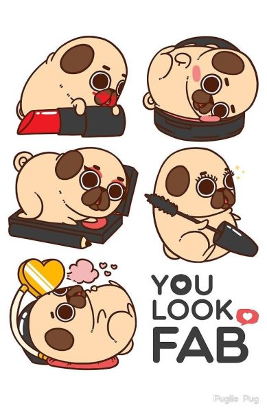 Стикеры милые мопсики