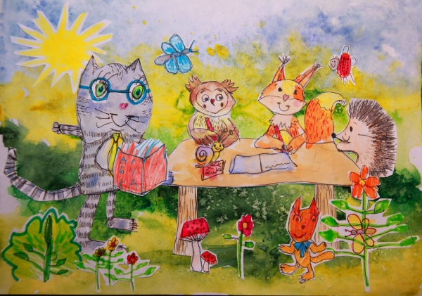 Аниме девочка за партой