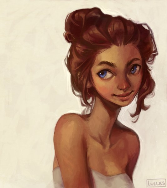 Девушка с пучком на голове арт