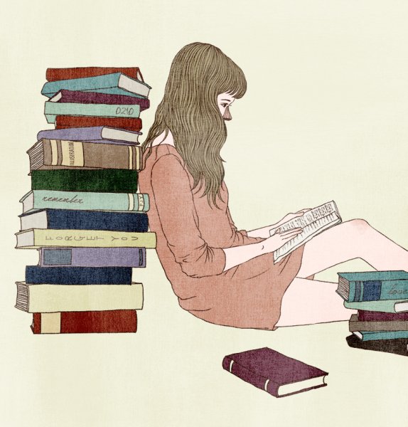 Девушка с книгой арт