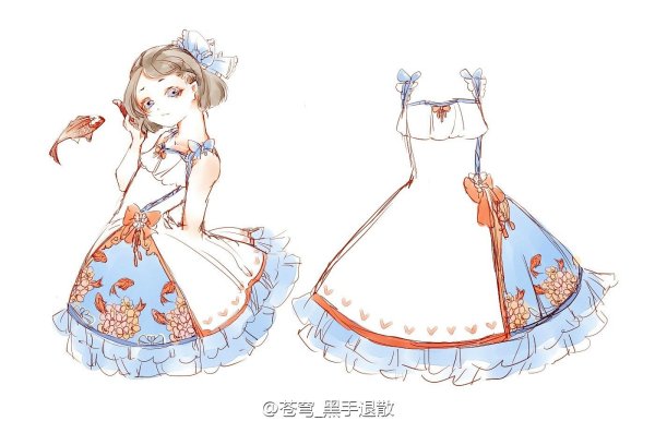 Розовое платье акварель