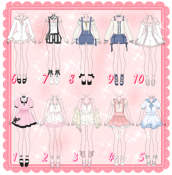 Аниме девушки в пышных коротких платьях